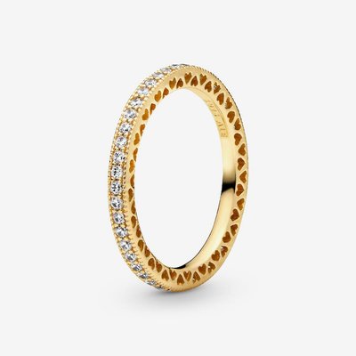 PANDORA 14ct Gold Plated Sparkle Hearts Ring