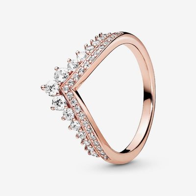 PANDORA 14ct Rose Gold Plated Princess Wishbone Ring