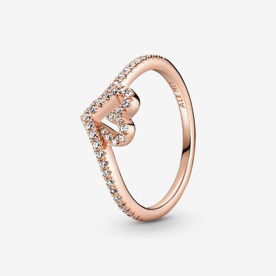 PANDORA 14ct Rose Gold Plated Heart Wishbone Ring