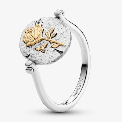 PANDORA 14ct Yellow Gold Plated Sterling Silver Rose Reversible Medallion Ring 164811C00-54