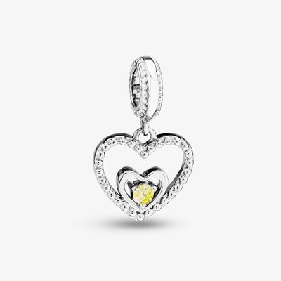 Rosa Lea November Birthstone Heart Dangle Charm AM-2THB004204-Yellow