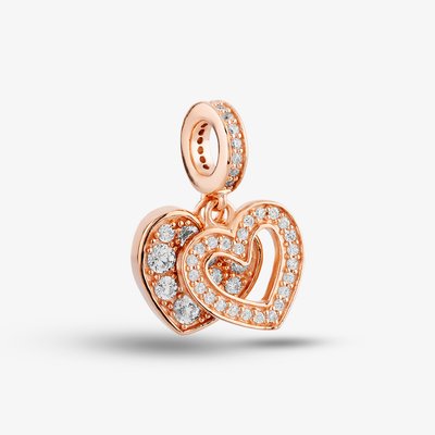 Rosa Lea Double Heart Dangle Charm