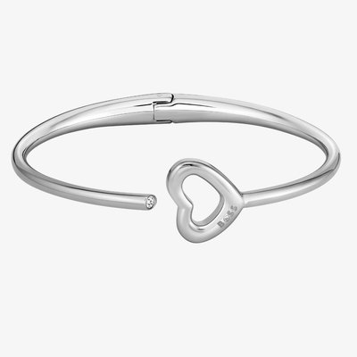 BOSS Ladies Honey Boundless Silver Open Heart Bangle