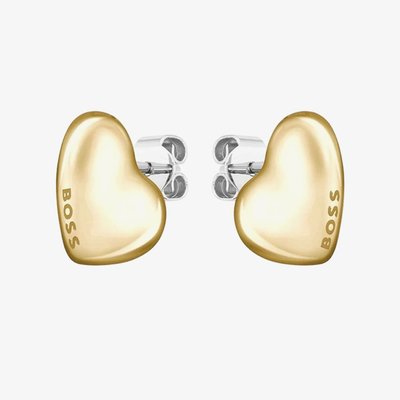BOSS Honey Gold Plated Heart Stud Earrings