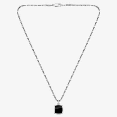 BOSS Odell Black Sqaure Pendant Chain Necklace