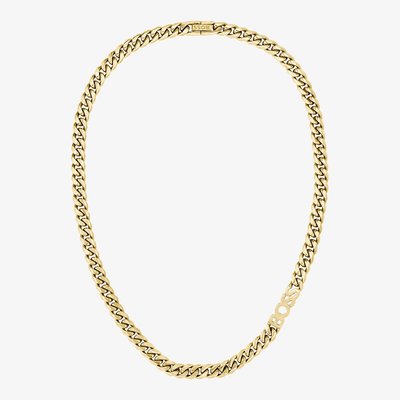 BOSS Kassy Gold Tone 8mm Logo Chain Necklace
