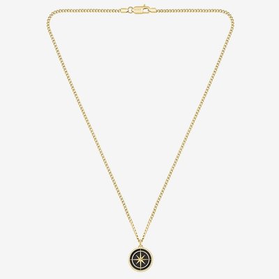 BOSS North Gold Tone Compass Pendant Necklace
