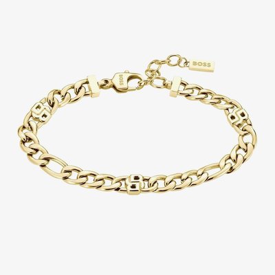 BOSS Gold Tone Double B Figaro Bracelet