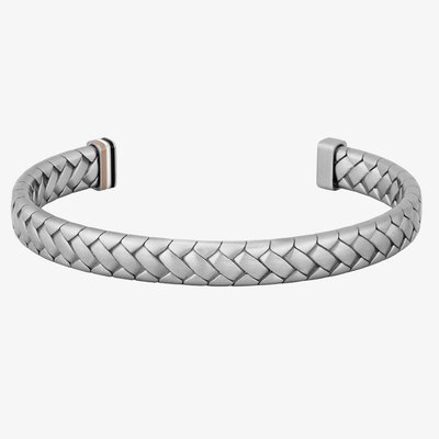 BOSS Mens Tailored Silver Braided Bangle