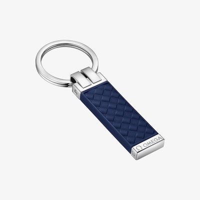OMEGA Aqua Stainess Steel & Marine Blue Rubber Keyring K91STA0509005