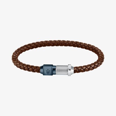 Maserati Brown Braided Leather Rope Bracelet