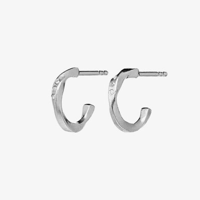 Maanesten Echo Silver Twisted 12mm Half Hoop Earrings 9861C