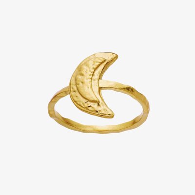 Maanesten Jacinta Gold Plated Textured Crescent Moon Ring 4811A 53