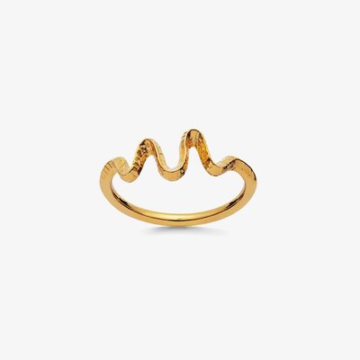 Maanesten Sonar Gold Plated Hammered Wave Ring 4727A 51