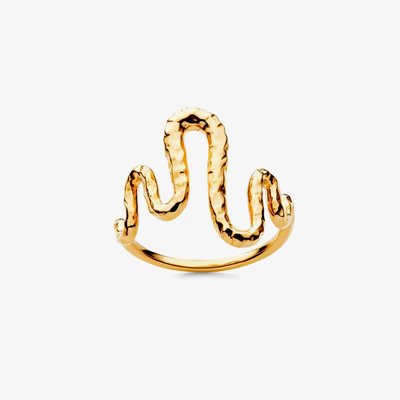 Maanesten Viva Gold Plated Hammered Wave Ring 4315A 59