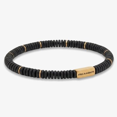 Steel & Barnett Two Tone Black Onyx & 18ct Yellow Gold Plated Disc Bracelet SBTT/001 M