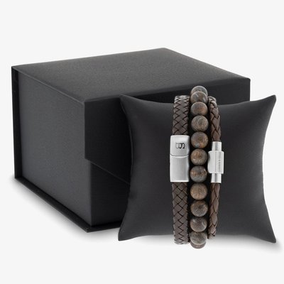 Steel & Barnett Triple Brown Bracelet Gift Set GS-TR-BRN M