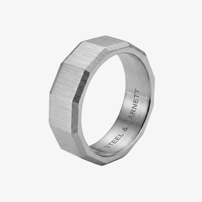 Steel & Barnett Arc Stainless Steel Wide Facet Band Ring R-ARC03 11
