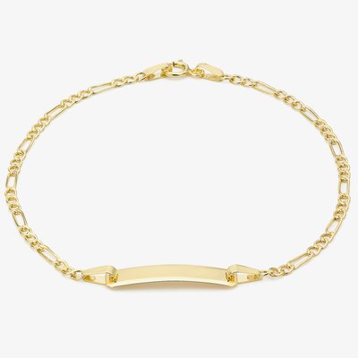 9ct Yellow Gold 18cm Figaro Chain ID Bracelet