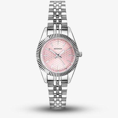 Sekonda Ladies Classic Francis Pink Dial Stainless Steel Bracelet Watch 40728