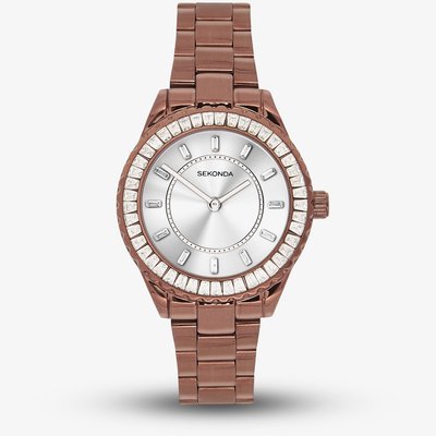Sekonda Ladies Dress Margot Silver Dial Brown Stainless Steel Bracelet Watch 40733