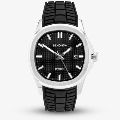 Sekonda Mens Octaire Black Rubber Strap Watch 30274