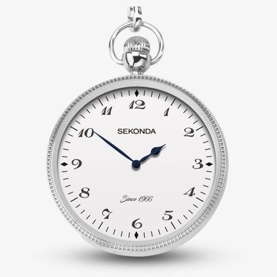 Sekonda Classic Silver & Brass Chain Pocket Watch 1792