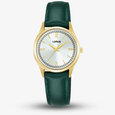 Lorus Ladies Classic Two Tone Green Leather Strap Watch RG216YX9