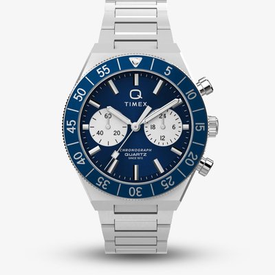 Timex Mens Q Continental Chronograph Blue Dial Watch TW2Y55900