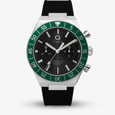Timex Mens Q Continental Chronograph Black Dial Watch TW2Y56100