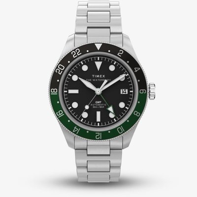 Timex Mens Waterbury Heritage Stainless Steel Black & Green Bezel Watch TW2Y60800