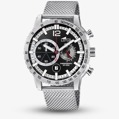 Lotus Mens Stainless Steel Mesh Chronograph Black Dial Watch L10137/3