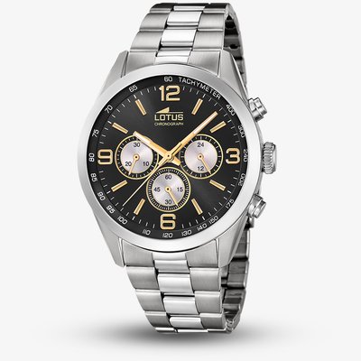 Lotus Mens Stainless Steel Black & Gold Chronograph Watch L18152/I