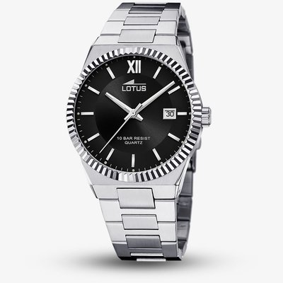 Lotus Mens Stainless Steel Black Dial Watch L18835/3