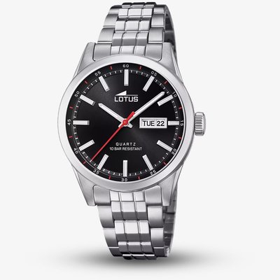 Lotus Mens Classic Stainless Steel Black Dial Watch L18670/4
