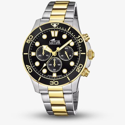Lotus Mens Classic Two-Tone Black Chronograph Dial Watch L18757/2