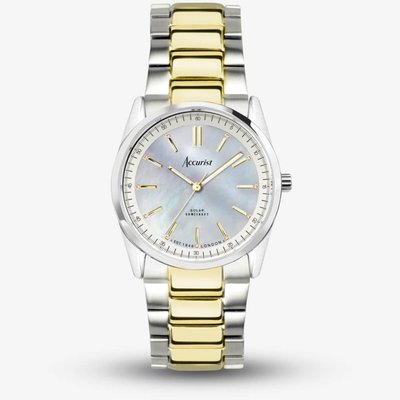 Accurist Everyday Solar Two Tone Blue Mother Of Pearl Watch 74017