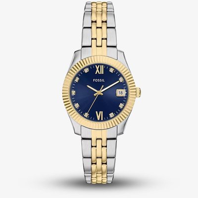 Fossil Ladies Scarlette Two-Tone Blue Dial Watch ES5443