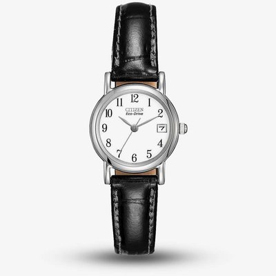 Citizen Ladies Black Leather Strap Watch EW1270-06A