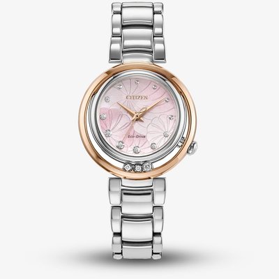 Citizen L Arcly Two Colour Mother Of Pearl Pink Diamond Watch EM1114-80Y
