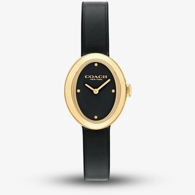 Coach Ladies Sammy Oval Dial Black Leather Strap Watch 14504421