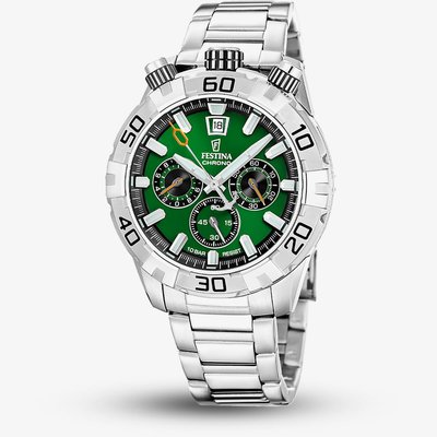 Festina Mens The Originals Bullhead Green Dial Chronograph Watch F20743/2