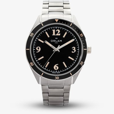 Orlam Mens Twilight Black Dial Silver Bracelet Watch ORSSBCR003