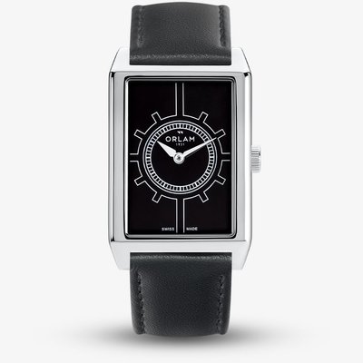 Orlam Mens Era Black Rectangle Dial Leather Strap Watch ORSSLEP002
