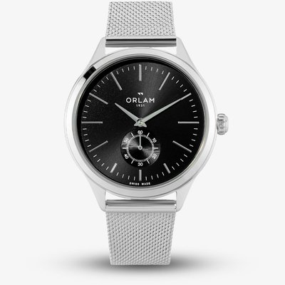 Orlam Mens Dawn Black Dial Mesh Bracelet Watch ORSSMAU005