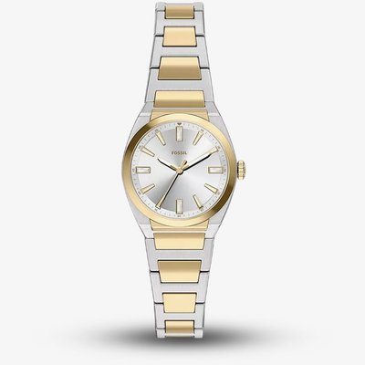 Fossil Ladies Everett Two Tone Silver Dial Bracelet Watch ES5494