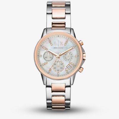 Armani Exchange Ladies Two Tone Chronograph Bracelet Watch AX4331
