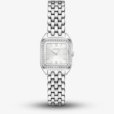 BOSS Ladies Mae Petite Square Silver Dial Bracelet Watch 1502882