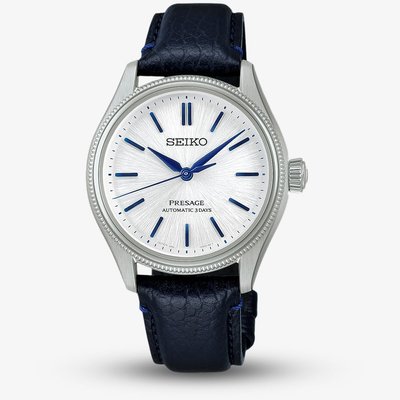 Seiko Limited Edition 145th Anniversary Presage Shironeri Navy Blue Leather Strap Watch Watch HCC004J1