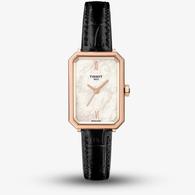 Tissot Ladies SRV Mother Of Pearl Dial Black Leather Strap Watch T160.110.36.113.00